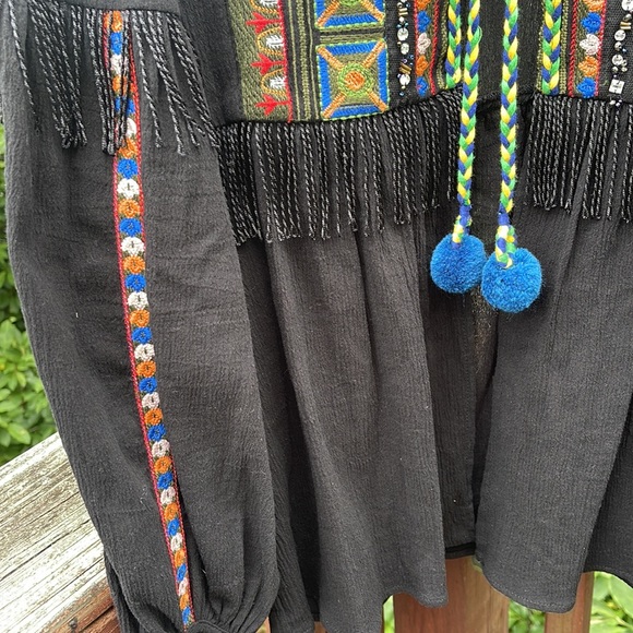 Anthropologie Dor Dor Couture Embroidered Beaded Rhinestone Fringe Shacket Top - Picture 7 of 16